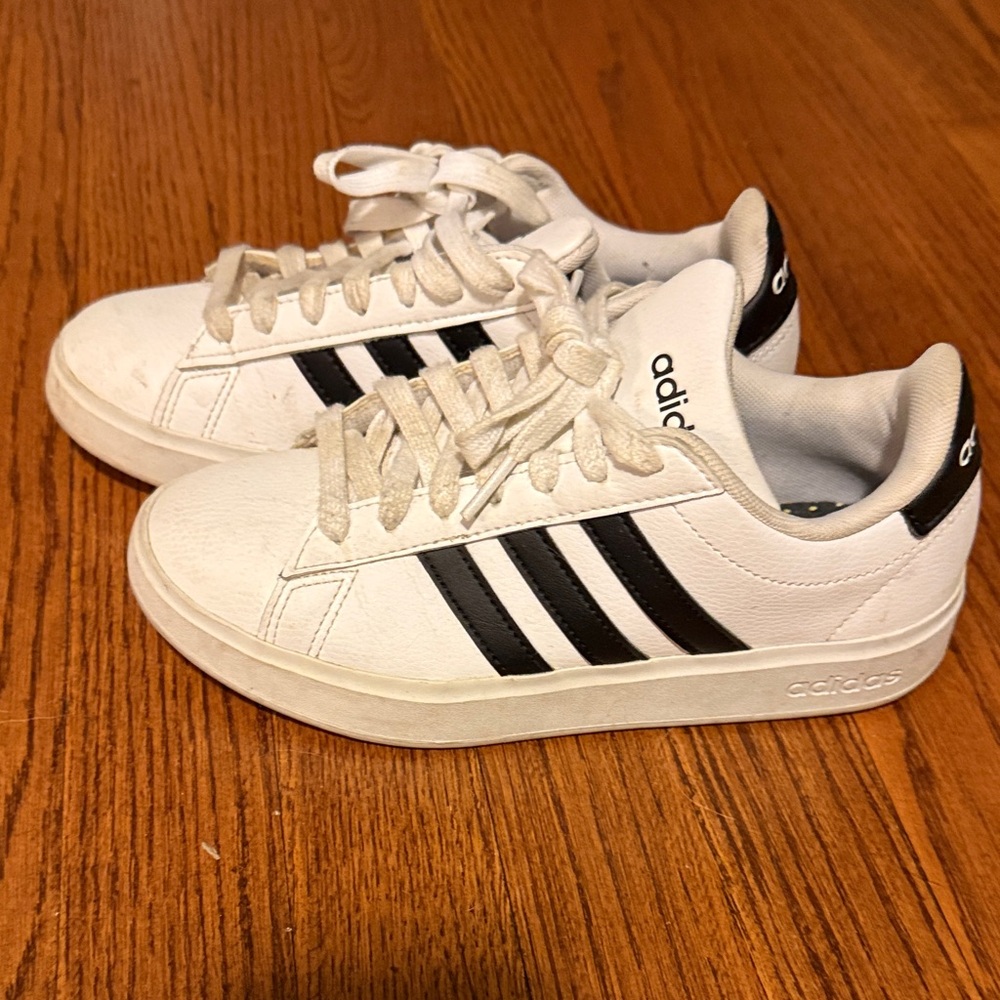 Adidas court White and Black Striped Sneakers